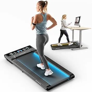 Walking Pad Under Desk Treadmill for Home | Portable Treadmill 300 lbs Capacity with Remote | Compatible Fitness App | LED Display | No Installation