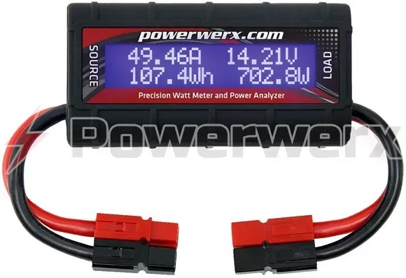 Powerwerx Watt Meter-PP, DC Inline Power Analyzer, 45A Continuous, 12 Gauge with Anderson Powerpole Connectors