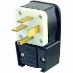 Leviton 8452-P 50 Amp, 250 Volt- 3PY, Straight Blade, Plug, Industrial Grade, Grounding, Angle, Black