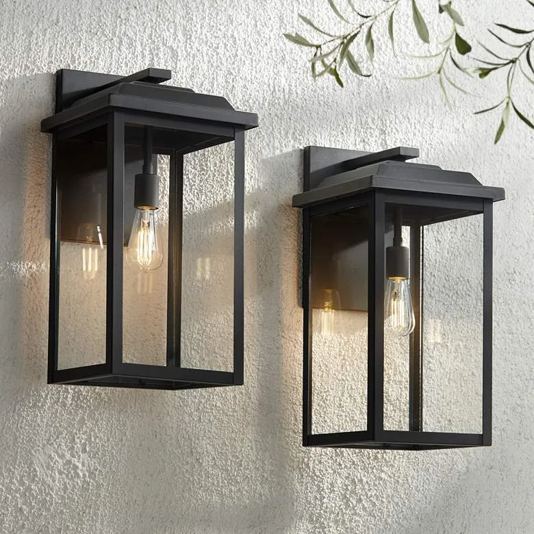 Eastcrest 20 1/2"H Textured Black Steel Outdoor Wall Light Set of 2