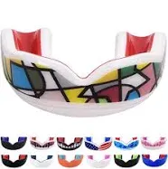 Sports Youth Mouth Guard for Kids (USA Flag & Fangs & 20 Best Colors to Choose from) - Youth Mouthguard Football, MMA, Karate, Flag Football, Rugby, Boxing, BJJ (/w Case) (Youth, Strapless)