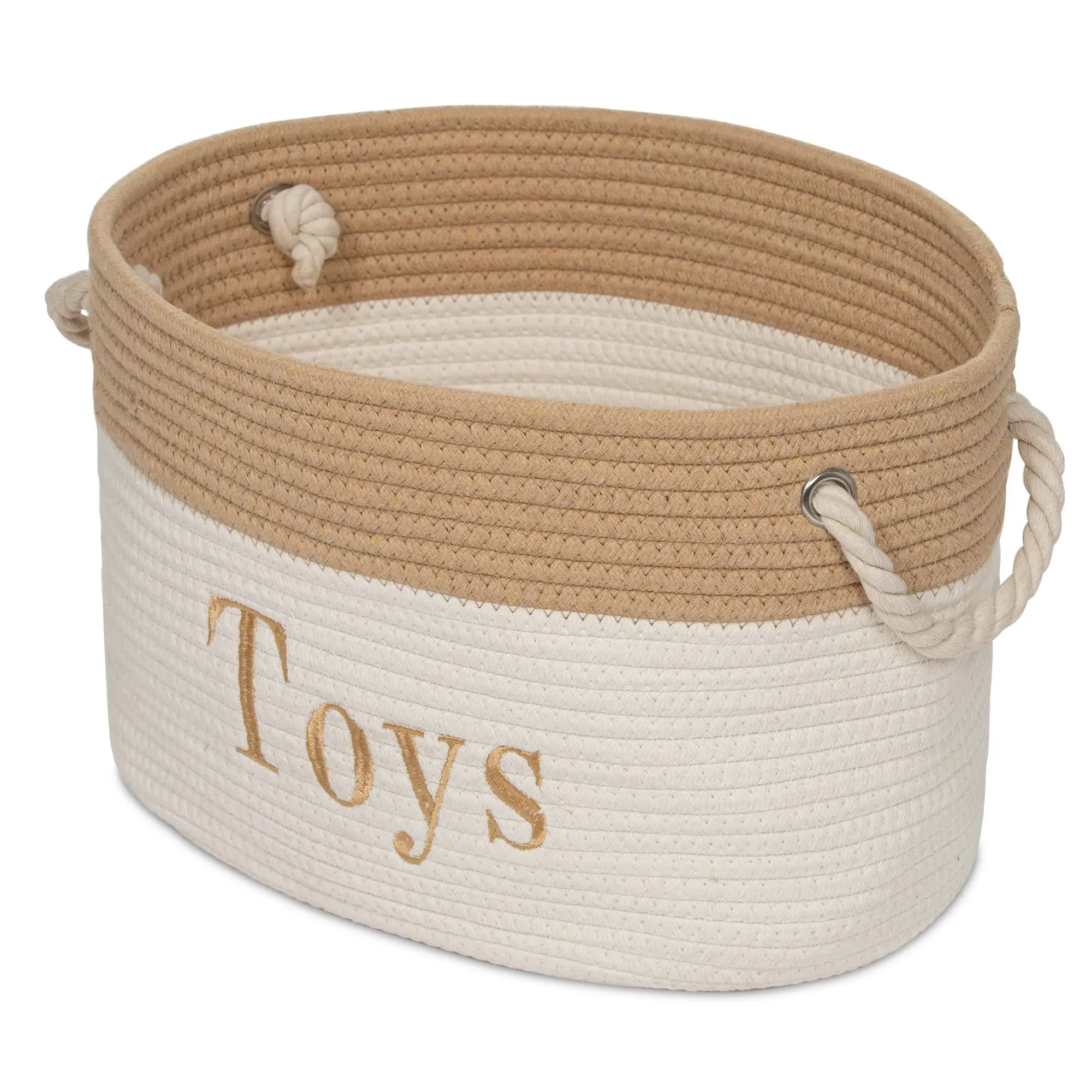 Rope Storage Basket - Embroidered Storage Bins - Tote Bin for Nursery, Playroom ...