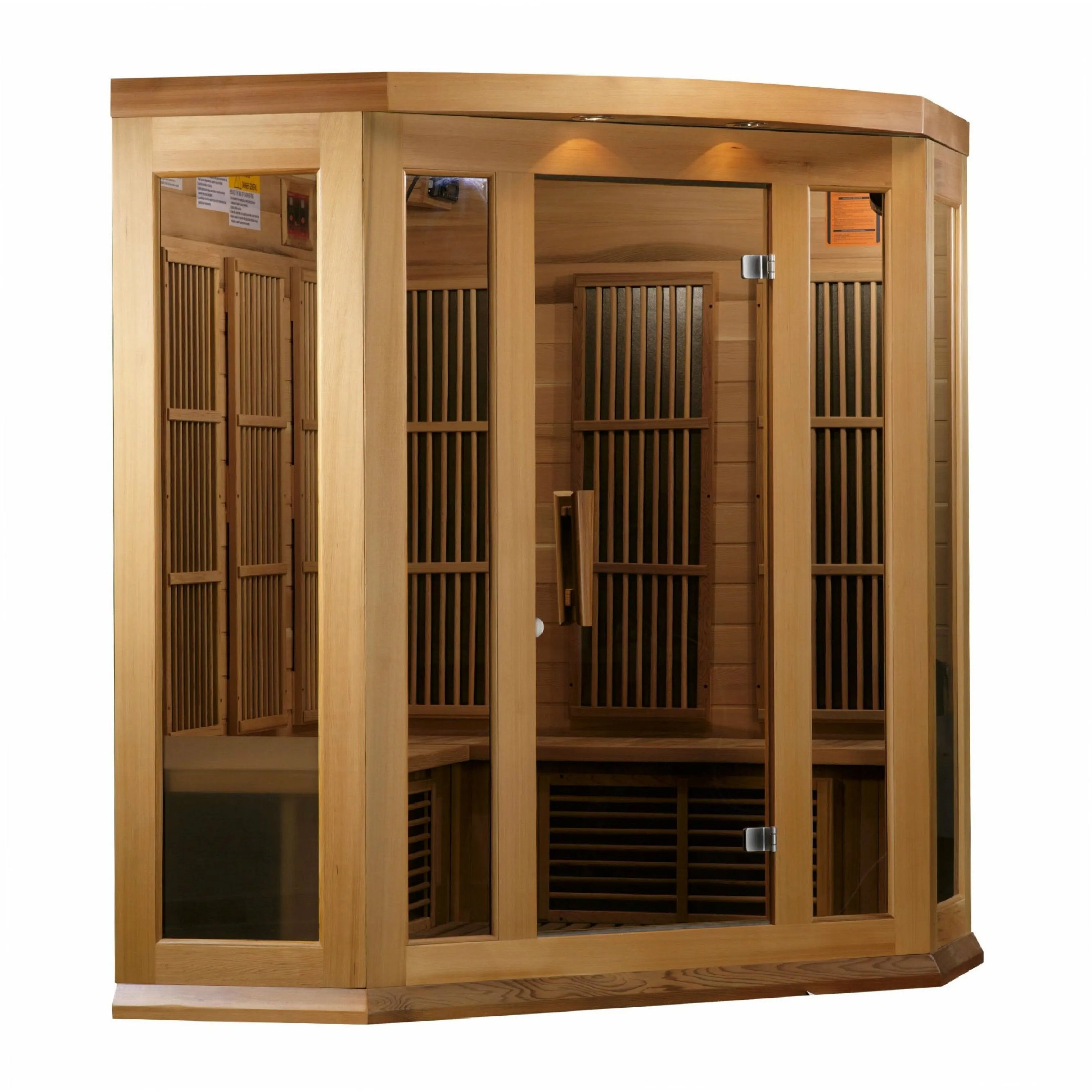 Maxxus 3-Person Corner Near Zero EMF FAR Infrared Sauna (Canadian Red Cedar)