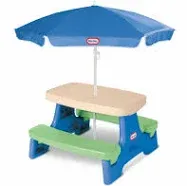 Little Tikes Easy Store Jr. Picnic Table with Umbrella - Blue / Green