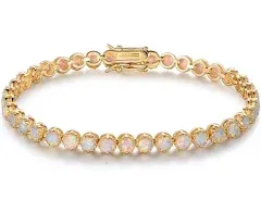 18K Gold Plated Opal Tennis Bracelet