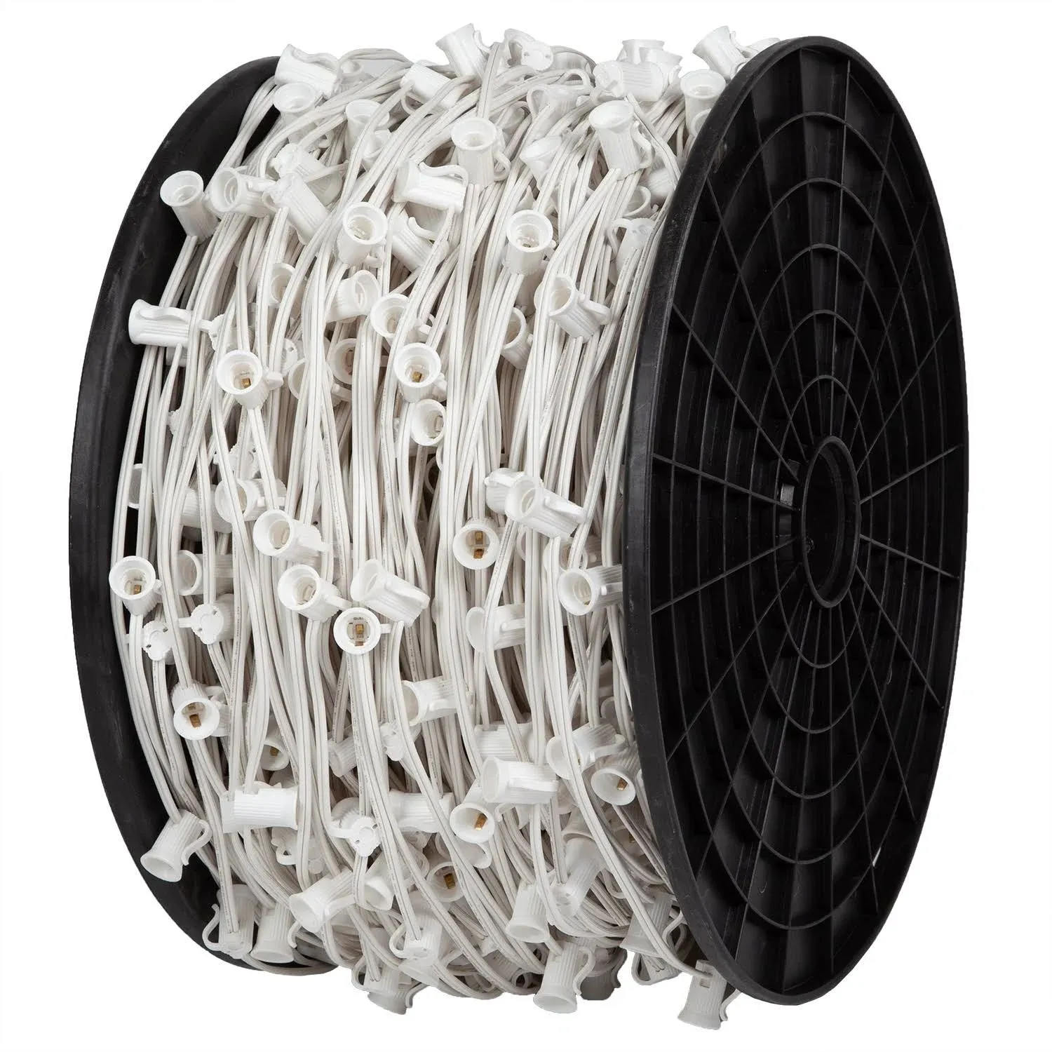 Wintergreen C9 E17 Base Light Spool, 1000' Length, 12" Spacing, 10 Amp SPT2 White Wire