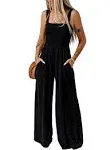 Dokotoo Women's Casual Loose Overalls Jumpsuits One Piece Sleeveless Wide Leg Long Pant Rompers With Pockets