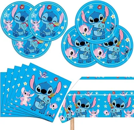 Stitch Party Supplies 20 Plates 20 Napkins and 1 Tablecover for Stitch Birthd...