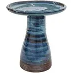 Sunnydaze Decor Duo-Tone Ceramic Bird Bath, Blue