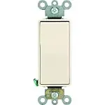 Leviton 5621-2T 20A 120/277V Decora Plus Rocker Single-Pole AC Quiet Switch, Commercial Grade, Back and Side Wired, Grounding, Light Almond