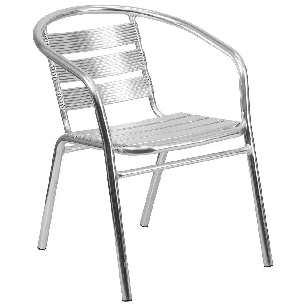 Heavy Duty Aluminum Commercial Indoor-Outdoor Restaurant Stack Chair with Triple Slat Back