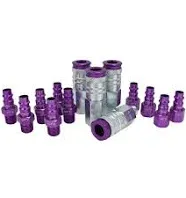 Milton COLOR FIT S-314VKIT 14 PC V-Style Coupler &amp; Plug set, 1/4&#034; NPT, Purple