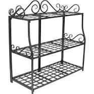 Sunnydaze 3-Tier Metal Iron Plant Stand with Scroll Edging