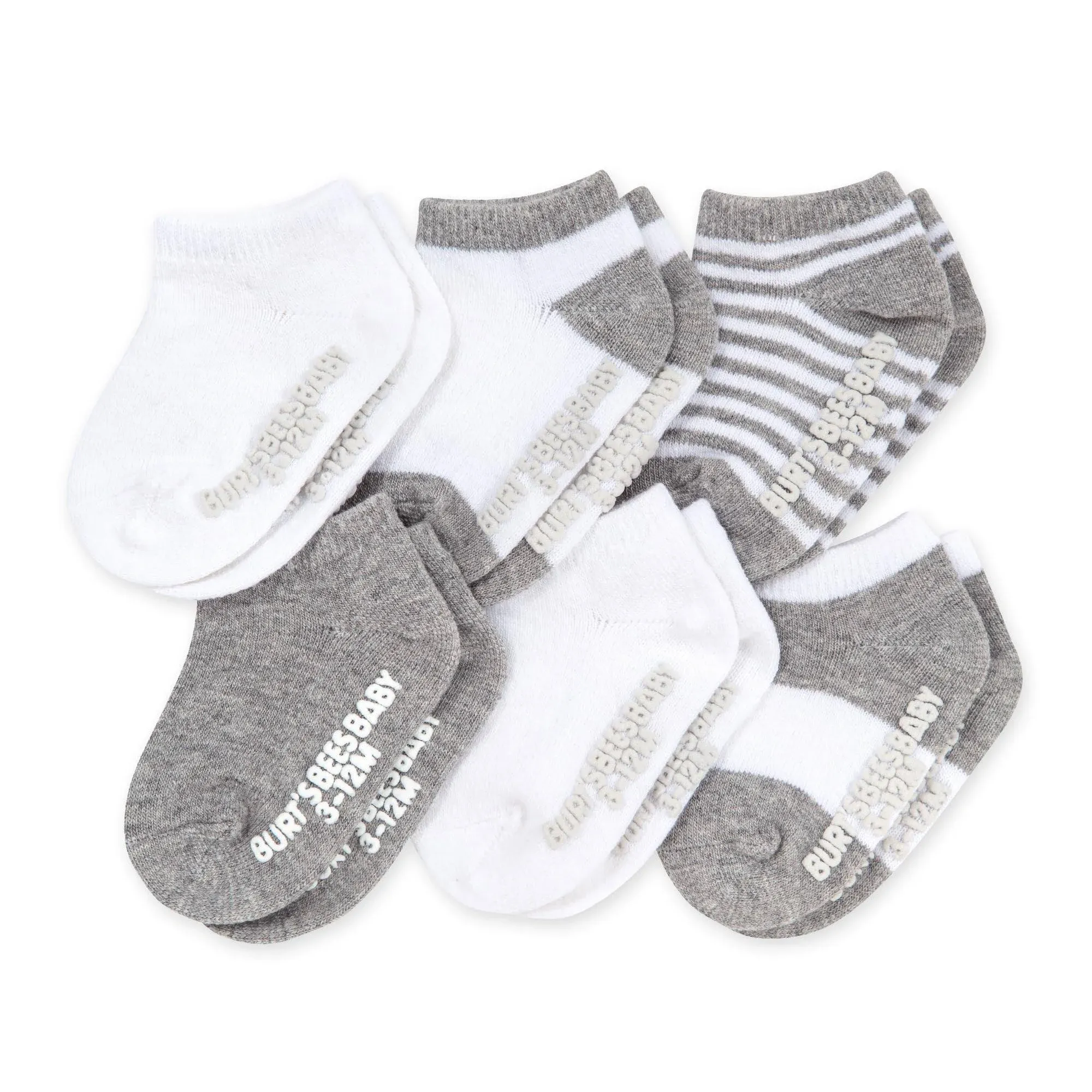 Burts Bees - 6Pk Organic Cotton Multi Heather Grey Baby Socks