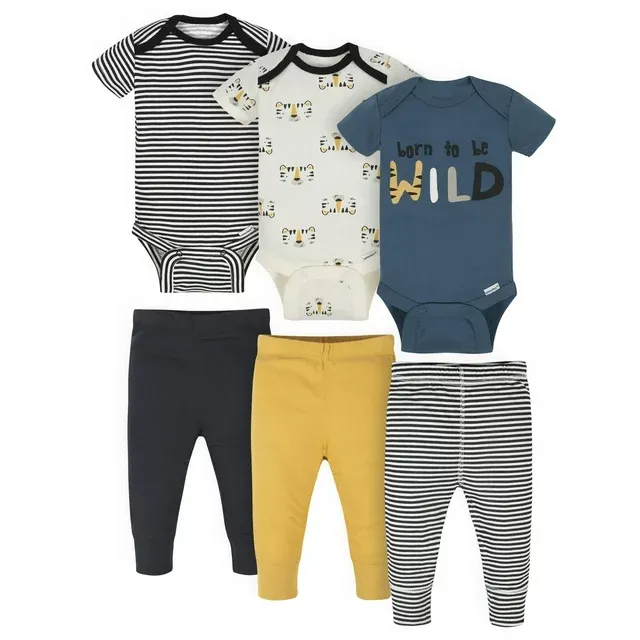 6-Piece Baby Boys Wild Onesies Brand Bodysuits & Pants Set - Newborn