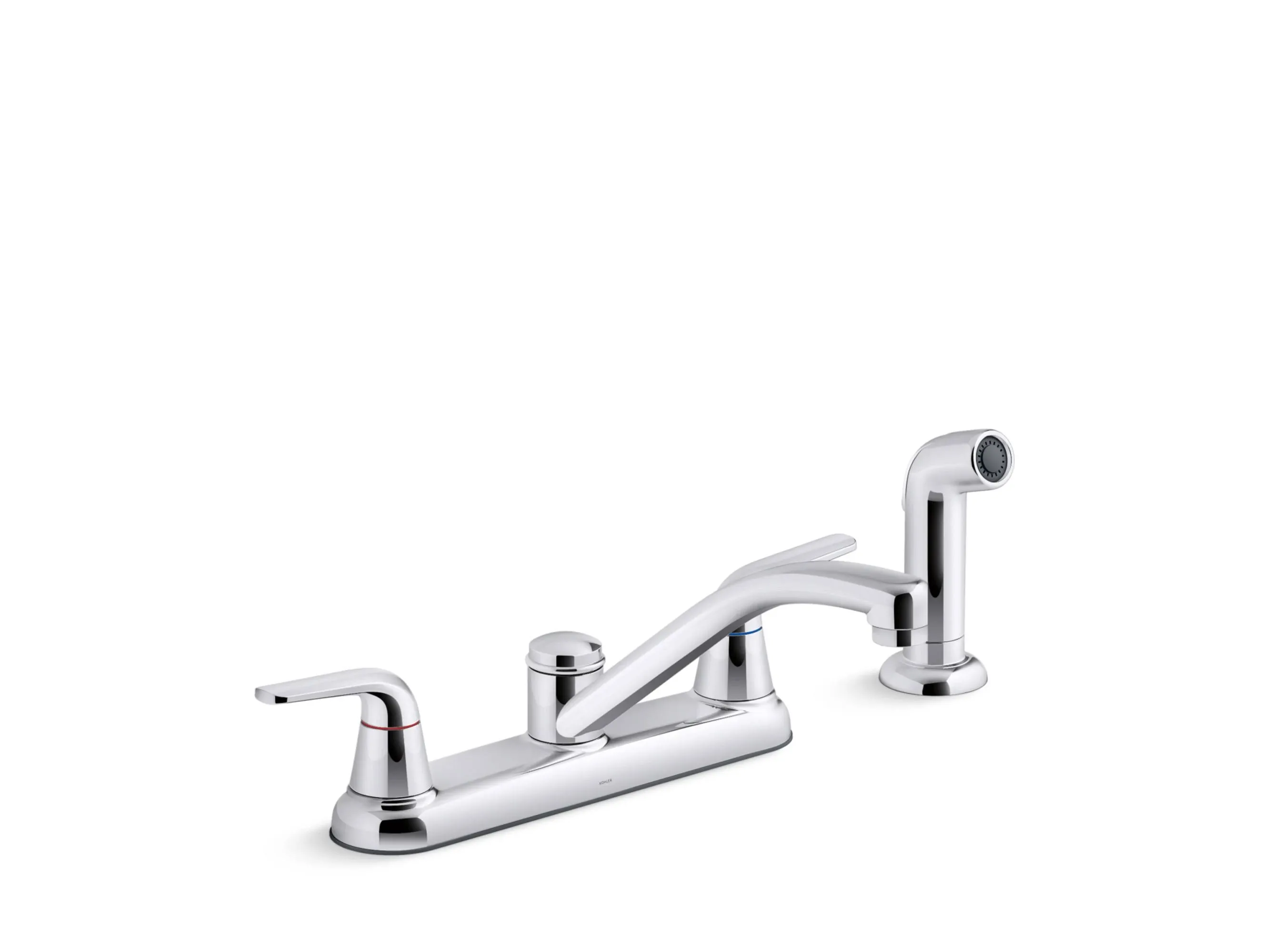 Kohler K-30616 Jolt Two-Handle Kitchen Sink Faucet with Sidespray - Polished Chrome