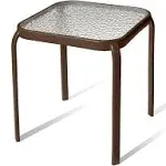 Metal Side Table Prolisok with Tempered Glass Top in Bronze