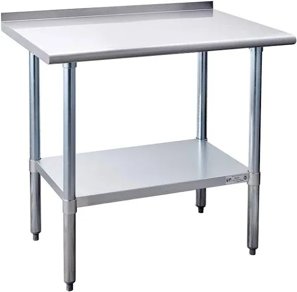 HALLY SINKS & TABLES H Hally Stainless Steel Table for Prep & Work 24 x NSF Commercial Heavy Duty Table with Undershelf and Backsplash for Restaurant