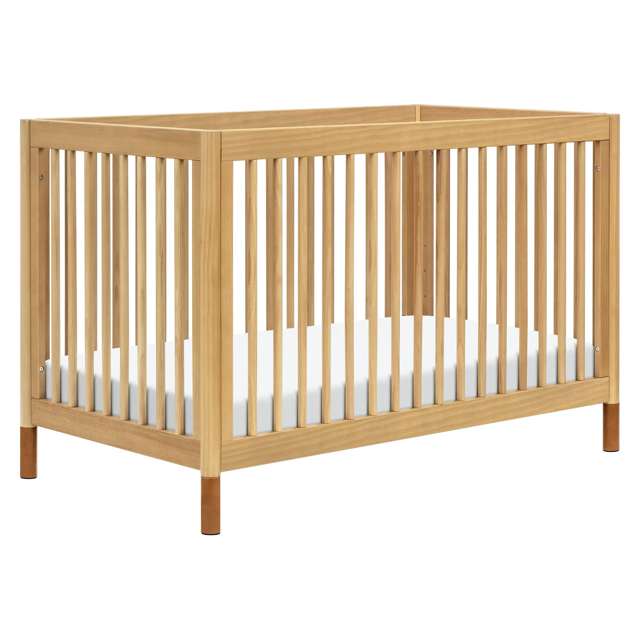 Babyletto Gelato 4 in 1 Convertible Crib with Toddler Bed Conversion Kit Honey/Vegan Tan Leather Feet