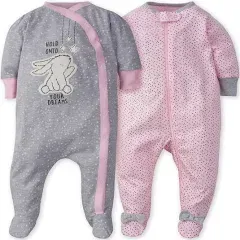 SOLD ❌❌Gerber NWT Baby Girls Bunny Stars Sleep n Play Coveralls Newborn footed