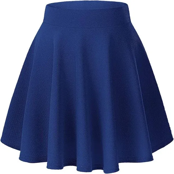 Women's Basic Solid Versatile Stretchy Flared Casual Mini Skater Skirt