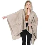 Catalonia Women's Poncho Cape, Sherpa Cloak Coat, Snuggly Hooded Wearable Blanket, Gift Idea for Mom and Teen Girls