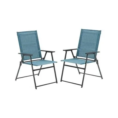 VICLLAX 2 Pieces Patio Folding Chairs, Outdoor Portable Dining Chairs for Lawn ...