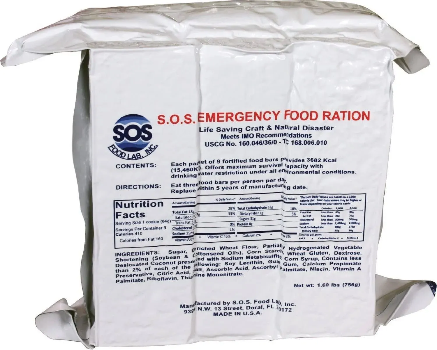 S O S rations Emergency 3600 Calorie Food Bar 3 Day 72 Hour Package with 5 Year Shelf Life 2 PK