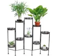 Sunnydaze 46-Inch 10-Tier Steel Indoor and Outdoor Folding Plant Stand - Bronze Finish