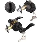 Gobrico 1Pack Exterior Door Lever Lockset with Single Cylinder Deadbolt Black Do