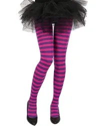 HDE Women's Striped Tights Opaque Microfiber Stockings Nylon Footed Pantyhose