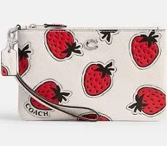 Small Wristlet With Strawberry Print