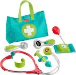 Fisher-Price Preschool Pretend Play Medical Kit 7-Piece Doctor Bag Dress Up Toys for Kids Ages 3+ Years