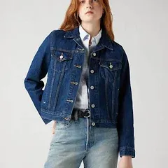 LEVI&#039;S Premium Original Trucker Jacket Stonewashed Blue Big &#034;E&#034; Women&#039;s S NEW *