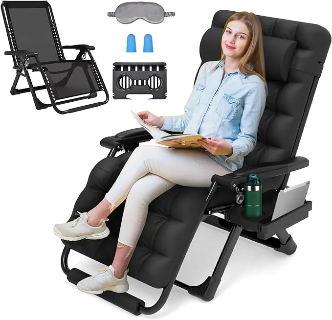 ZENPETIO Zero Gravity Chair w/Cushion, Zero Gravity Recliner Lounge Chair for Indoor and Outdoor