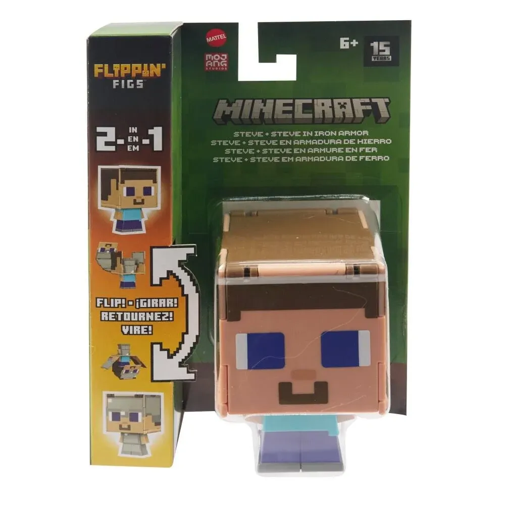 Minecraft Flippin' Figs Steve & Steve in Iron Armor Action Figure