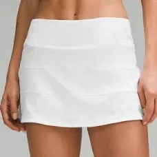 Lululemon White Pace Rival Mid Rise Skirt