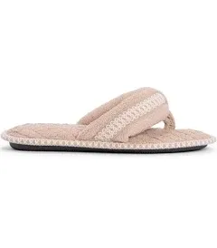 MUK LUKS Women's Darlene Micro Chenille Thong Slippers-Rosegold