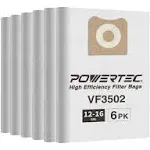 POWERTEC Shop Vacuum Bags 6pk for Ridgid VF3502 23743 Filter Bags Size