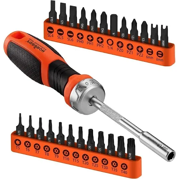 HORUSDY 25-Piece Security Torx Screwdriver Bit Set | T5-T40 Torx Bit Set 1/4 Inc