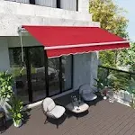 Outsunny 12' x 10' Retractable Awning Patio Awnings Sun Shade Shelter with Manual Crank Handle, 280g/m² UV & Water-Resistant Fabric and Aluminum