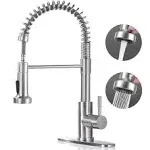 PHANCIR Kitchen Faucet with Pull down Sprayer, Brushed Nickel Commercial Spring 