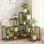 Bamworld Outdoor Plant Stand Indoor Corner Plant Shelf 11 Potted Large Plant