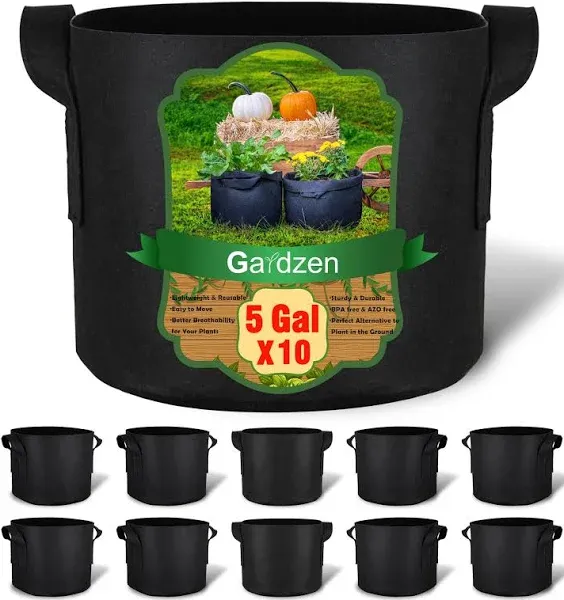 Gardzen 10-Pack 5 Gallon Grow Bags