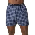 NIOP  Hanes 841VTY Cool Comfort Tagless Boxers LG Blue Plaid (2 Pk) Comfort Flex