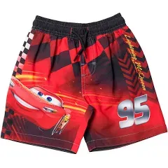 Toddler Boys Swim Trunks DISNEY CARS Formula Racers LIGHTNING McQUEEN Red 2T