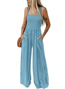 Dokotoo Women's Casual Loose Overalls Jumpsuits One Piece Long Sleeve Wide Leg Long Pant Rompers With Pockets