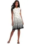 London Times Women's Ombre Dots Fit and Flare Dress