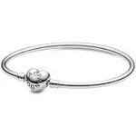 Pandora Moments Silver Bangle Bracelet Logo Heart Clasp 596268-21