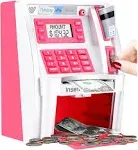 Fishboy 2023 Upgraded ATM Piggy Bank for Real Money for Kids Adults with Debit Card, Bill Feeder, Coin Recognition, Balance Calculator, Digital